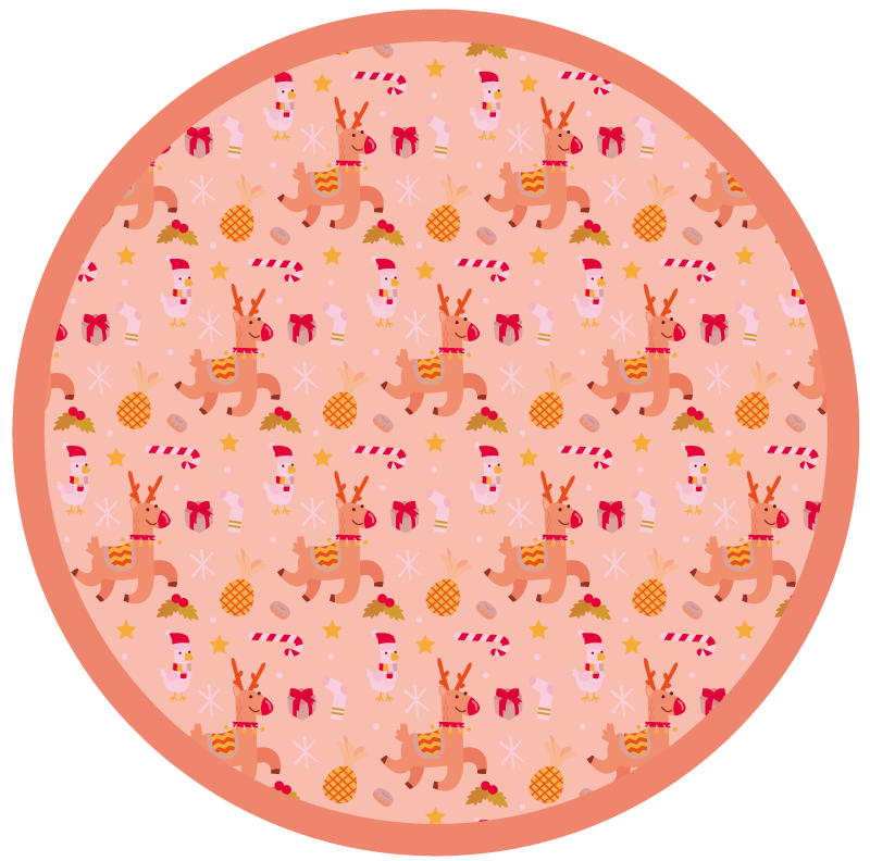 Festive Reindeer Circle Christmas vinyl rug - TenStickers