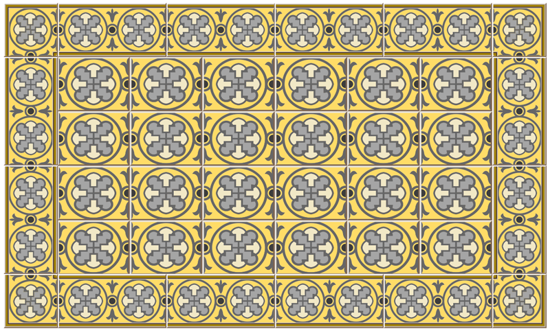 Yellow tone classic tile design kitchen vinyl rug - TenStickers