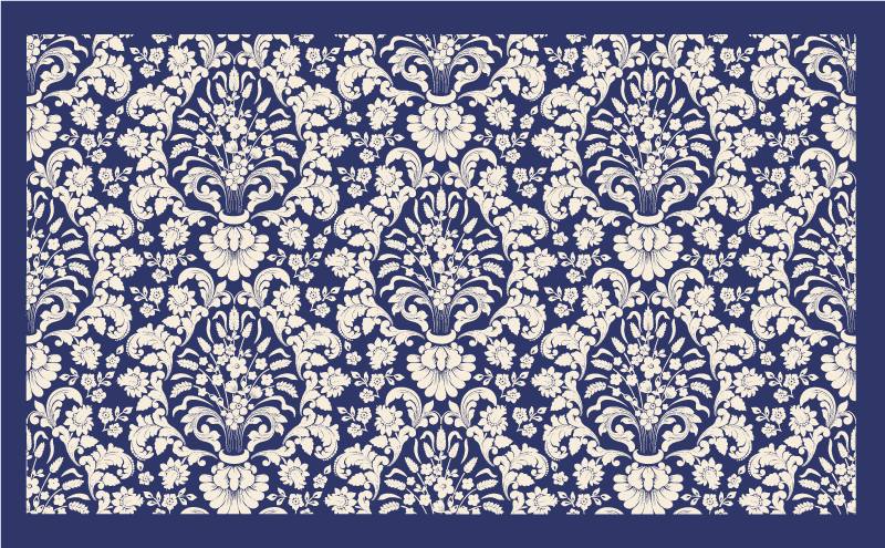 elegant ornaments dark blue modern vinyl  rug - TenStickers