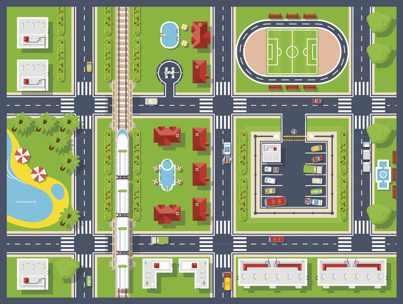 Children's vinyl rug city road rug - TenStickers