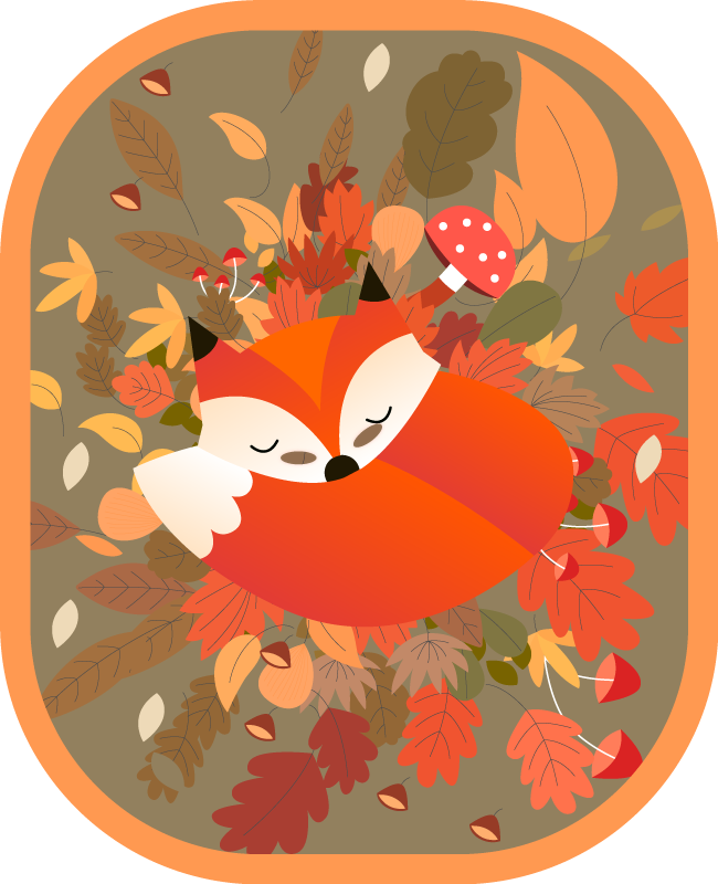 Sleeping Fox Illustration animal vinyl rug - TenStickers