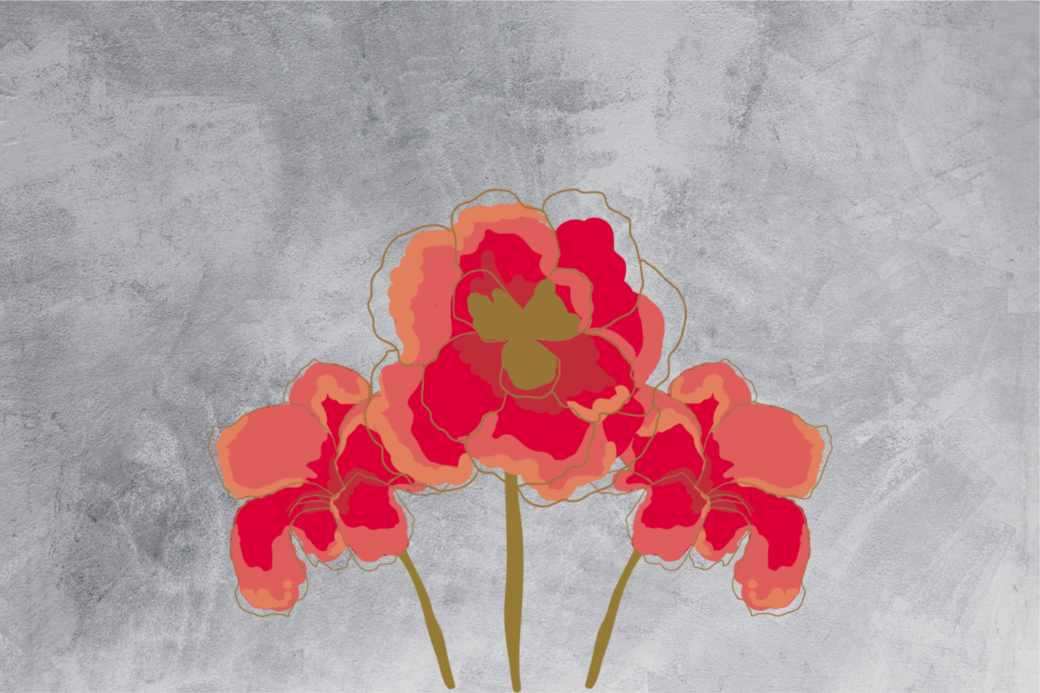 Painted Poppy floral vinyl rug - TenStickers