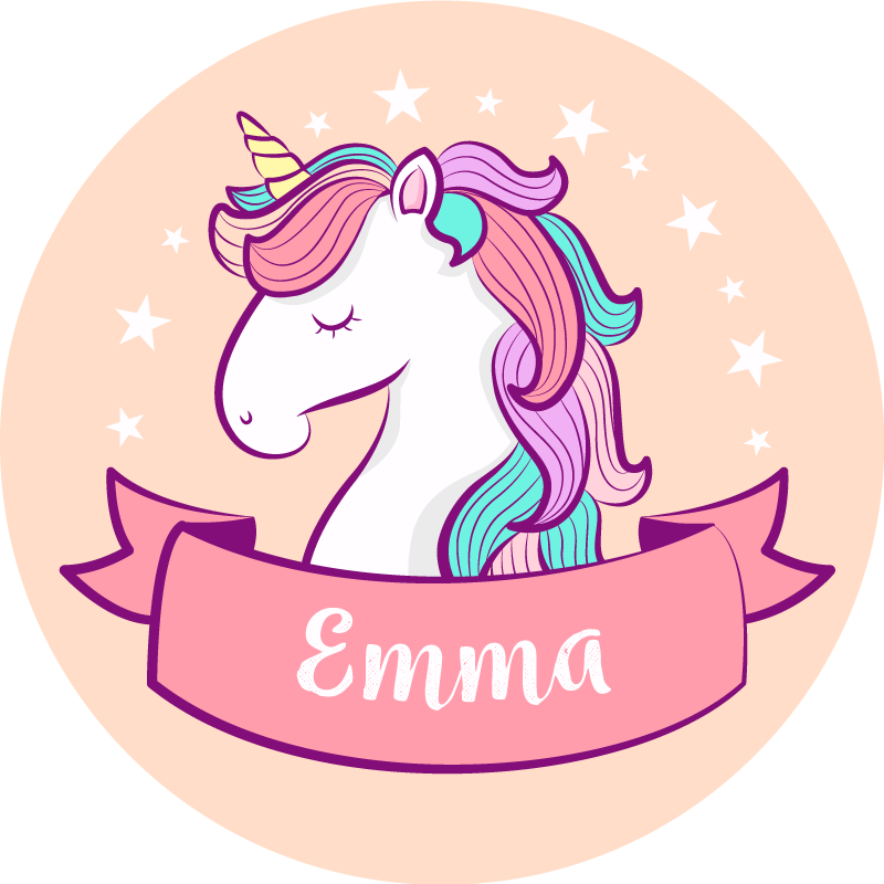 hand drawn unicorn with personalised name mat - TenStickers