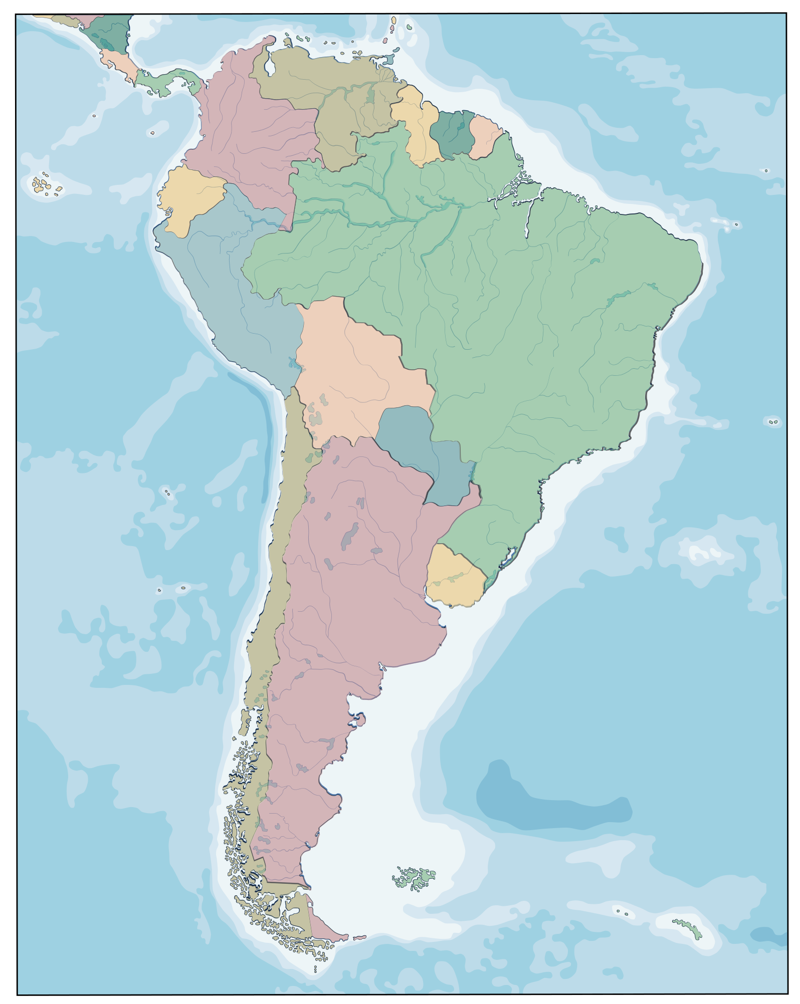 Cartographic Illustration world map vinyl rug - TenStickers