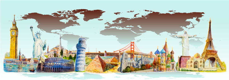 Mouments of different countries living room rug - TenStickers