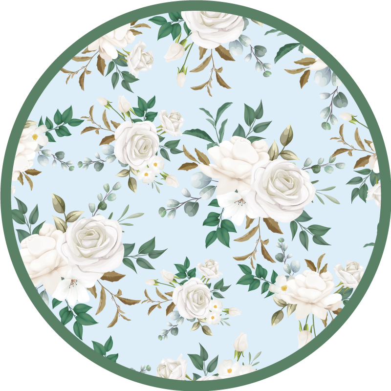 Floral Circular Composition floral vinyl rug - TenStickers