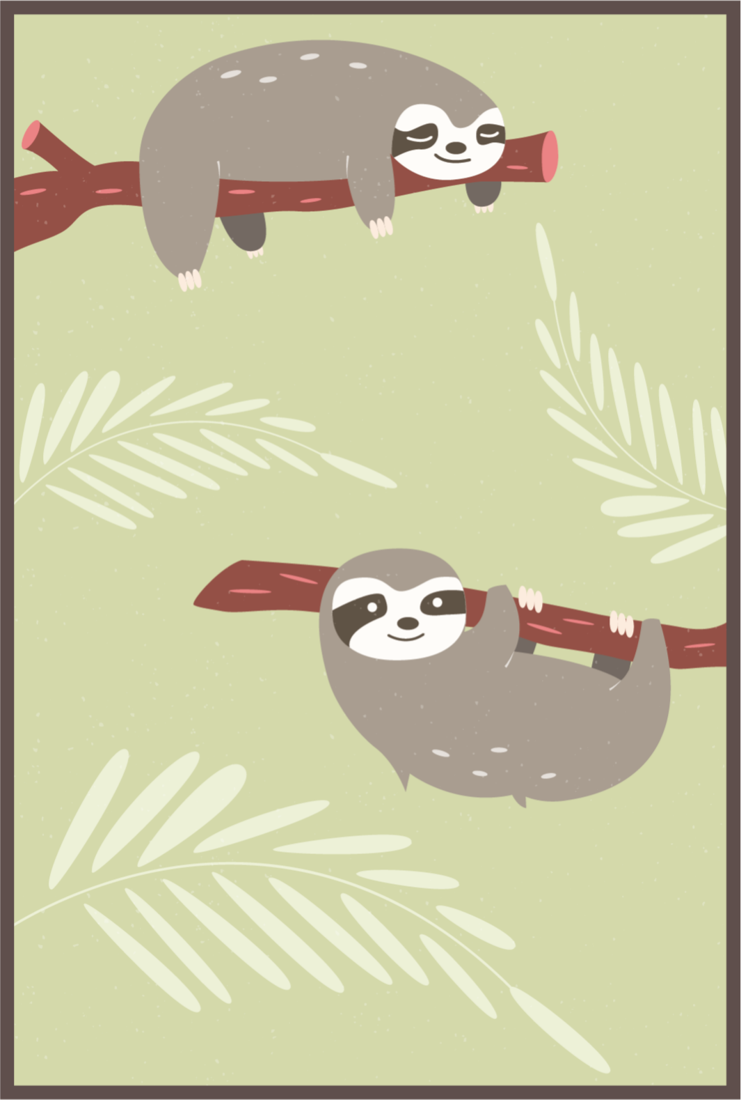 Relaxed sloth animal rug drawn - TenStickers