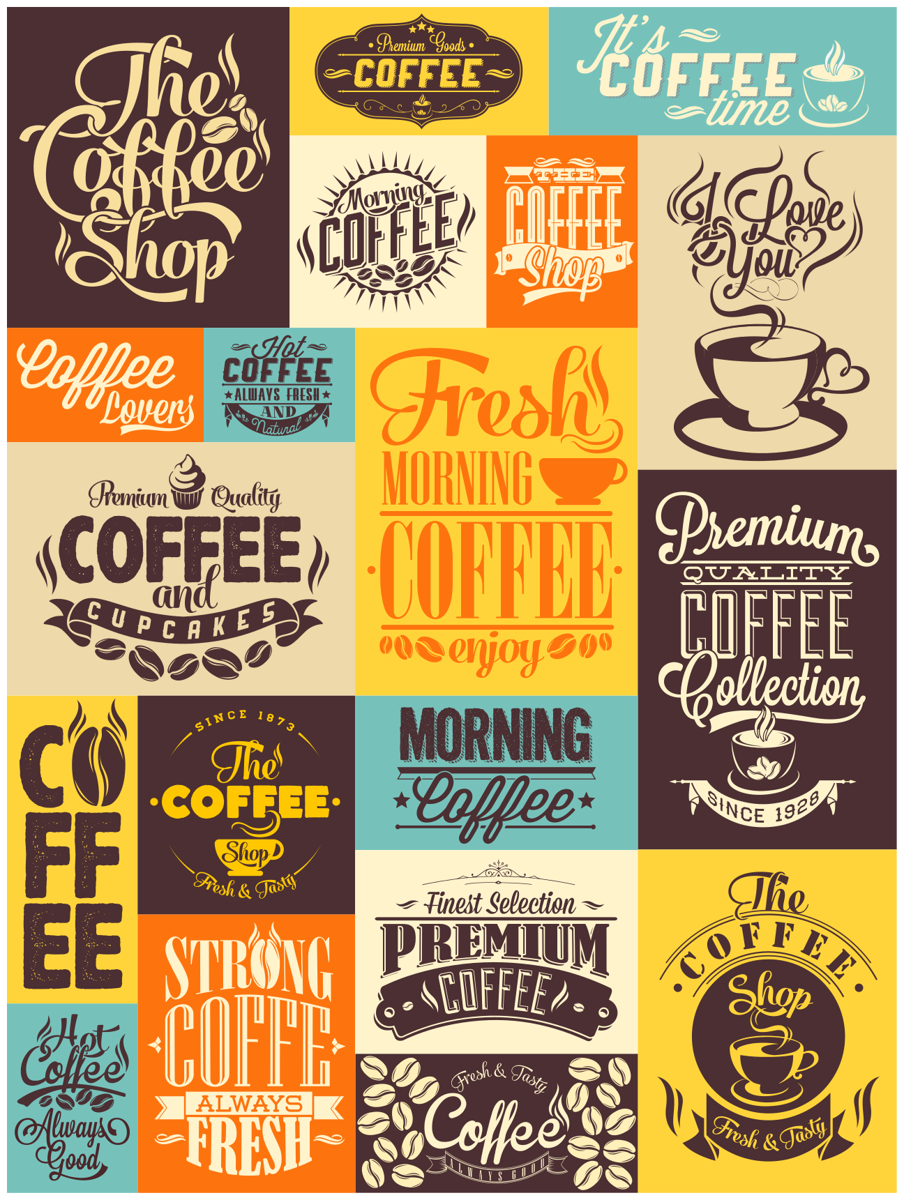 Coffee Typography Collection custom rug - TenStickers
