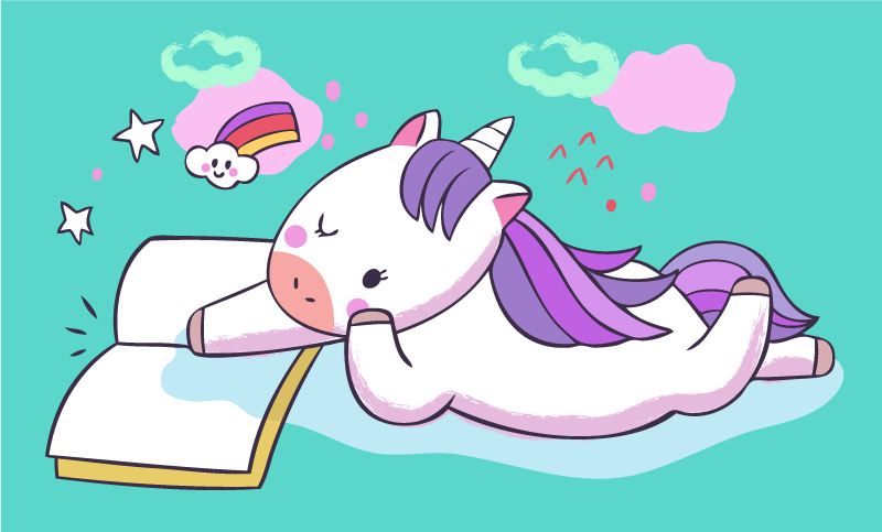 Reading Unicorn kids vinyl rug - TenStickers