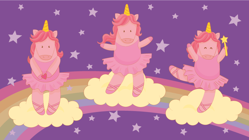 Unicorn Fantasy Dance kids vinyl rug - TenStickers