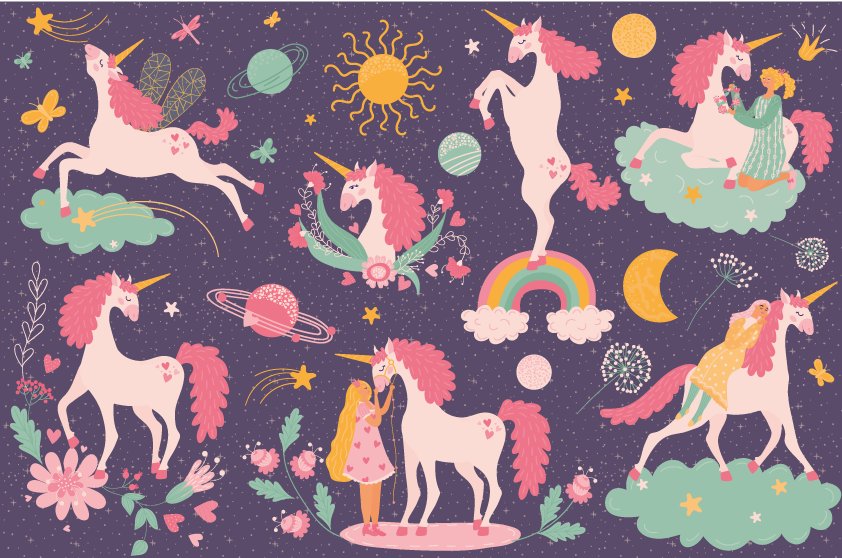 Enchanted Unicorns kids vinyl rug - TenStickers