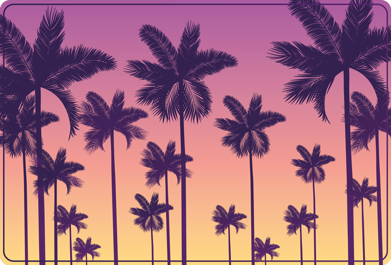 Tropical Sunset Silhouette nature vinyl rug - TenStickers