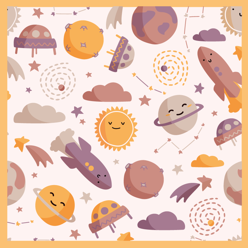 Smiling cartoon planets baby play mat - TenStickers