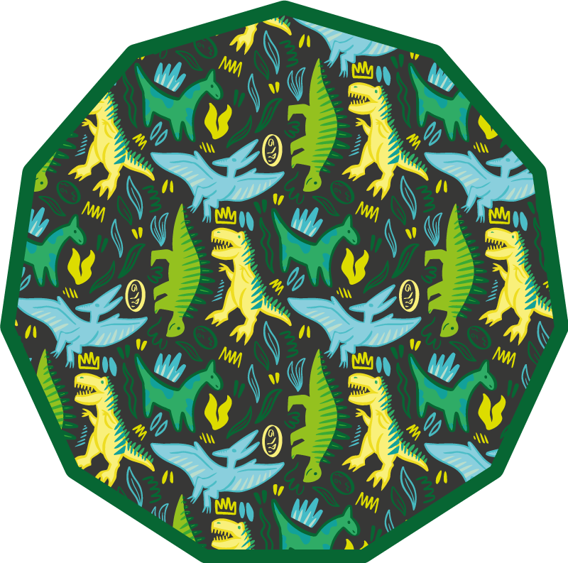 green dinosaurs pattern with prints animal rug - TenStickers
