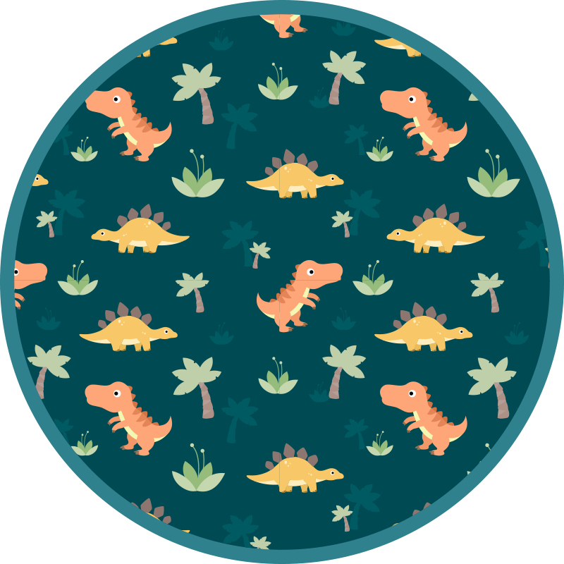 Dinosaur Roundel kids vinyl rug - TenStickers