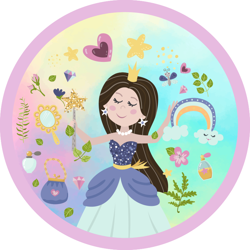 princess multicolor background kids vinyl rug - TenStickers