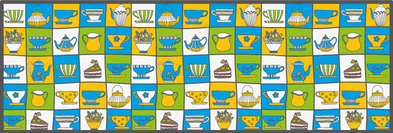 Afternoon Tea Tile kitchen vinyl rug - TenStickers