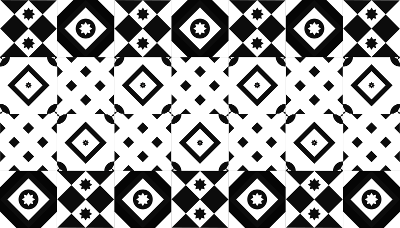 Patchwork black and white modern rug - TenStickers