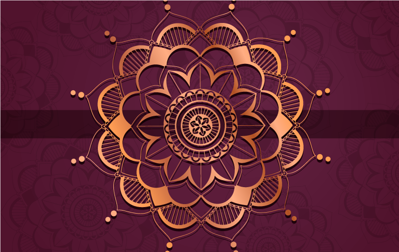 Purple and Gold Mandala Vinyl rug for home - TenStickers