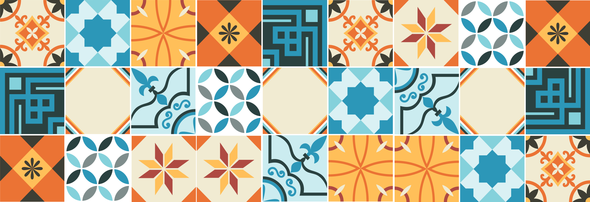Patterned Tiles tile vinyl rug - TenStickers