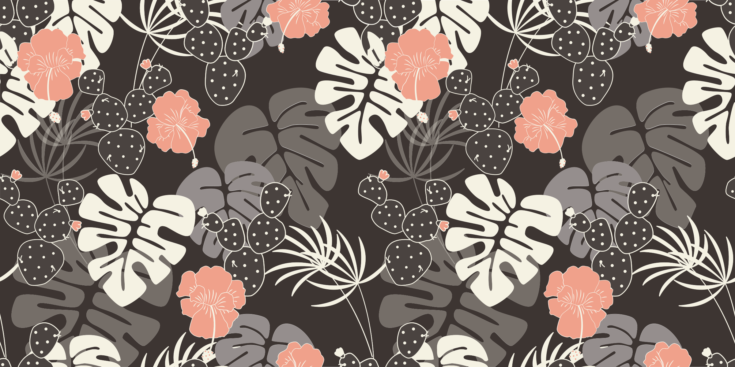 Tropical black design floral vinyl rug - TenStickers