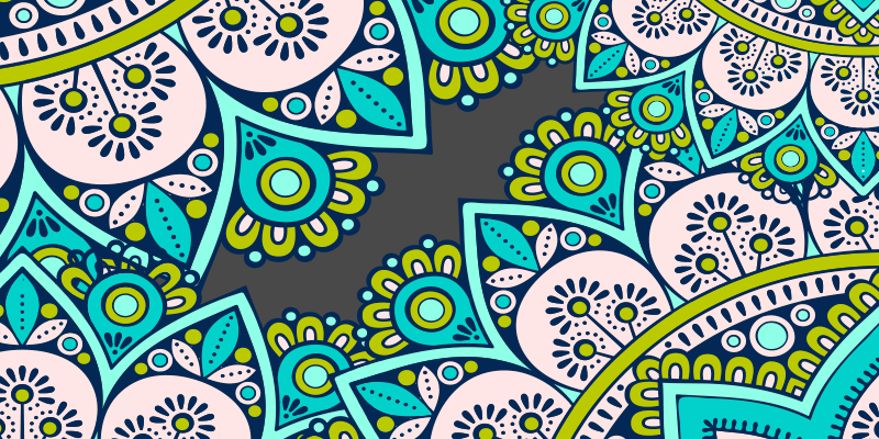 Blue and green mandala  vinyl rug - TenStickers