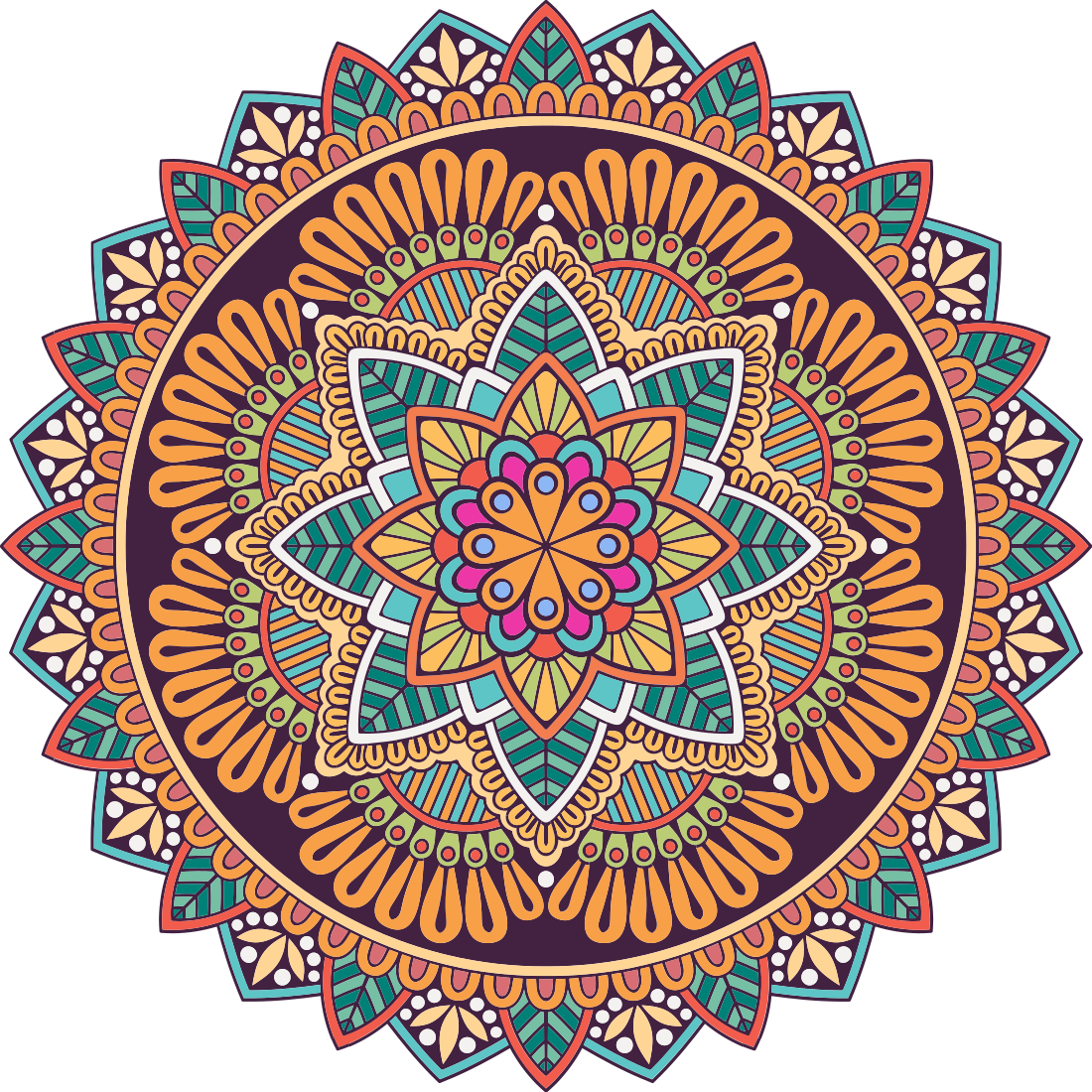 Colourful Mandala Flower mandala vinyl rug - TenStickers