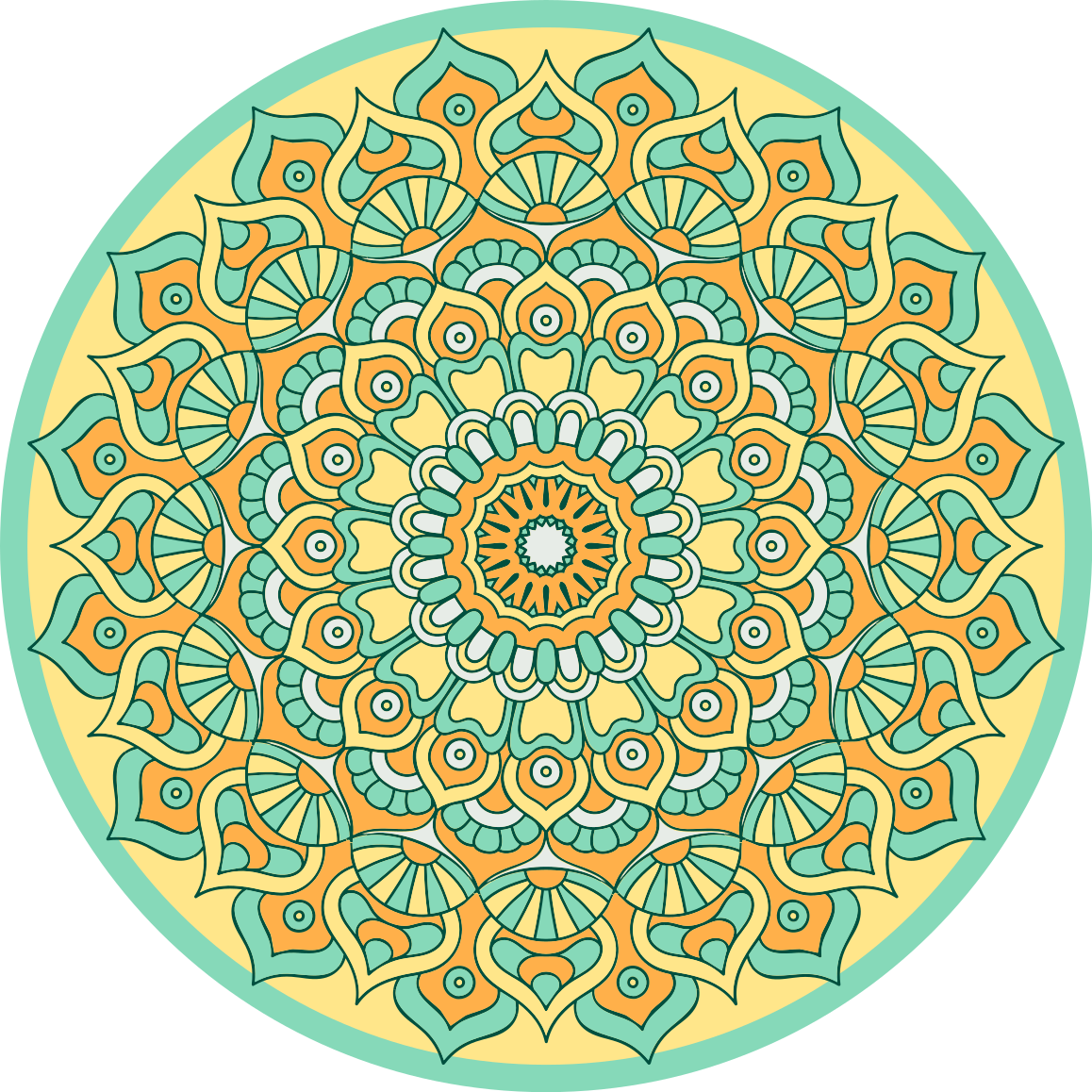 Mandala Orange and Teal mandala vinyl rug - TenStickers