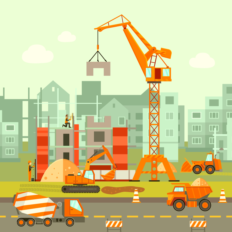 Building site trucks kids vinyl rug - TenStickers