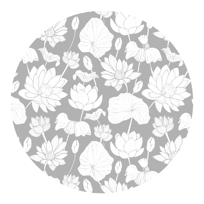 Lotus white floral vinyl rug - TenStickers