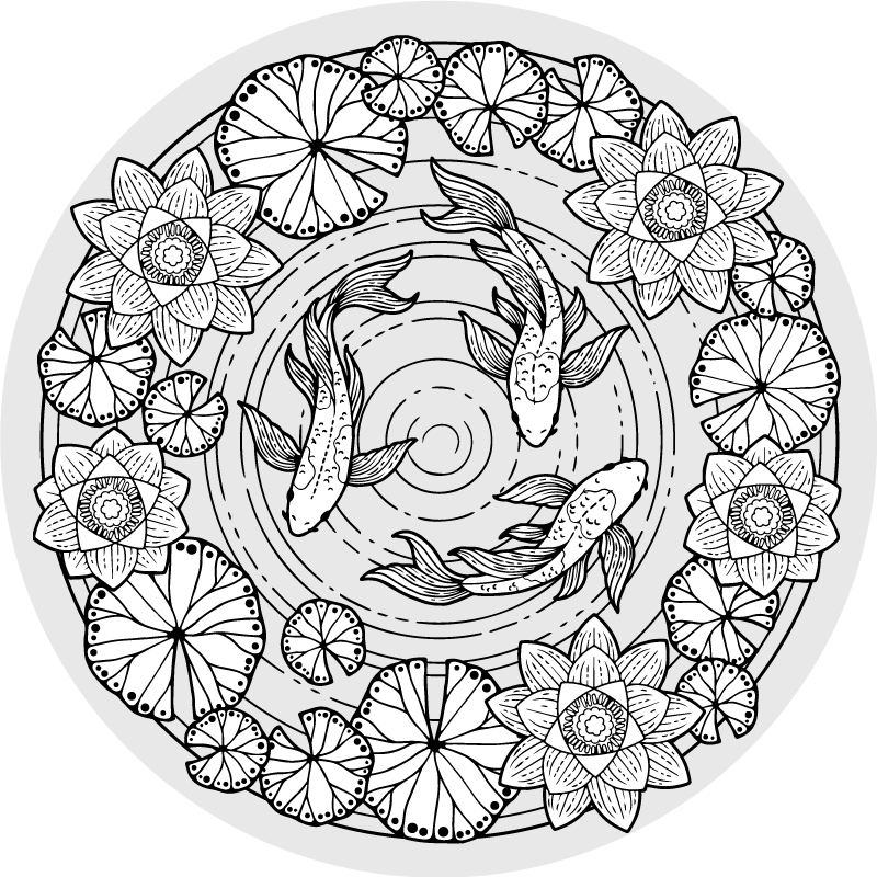 Lotus and koi carp floral rug - TenStickers