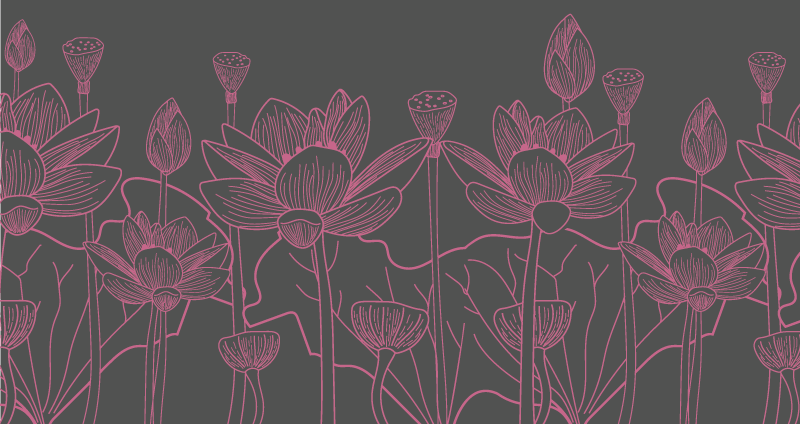 Floral Contour Sketch floral vinyl rug - TenStickers