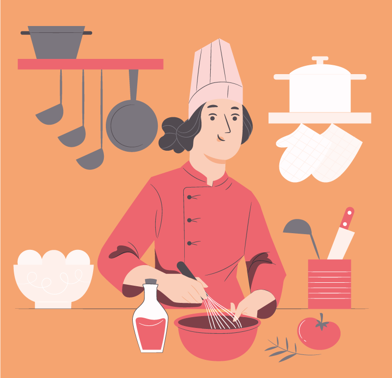 Chef Illustration kitchen vinyl rug - TenStickers