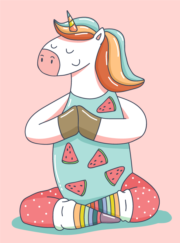 Meditating Unicorn kids vinyl rug - TenStickers