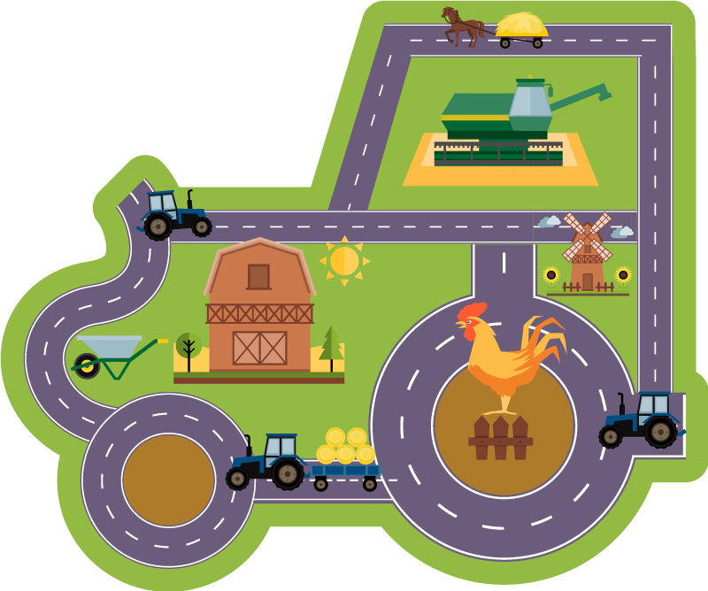 Road in shape of Tractor vinyl rug - TenStickers