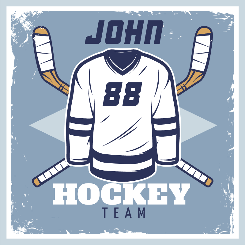 Personalized Hockey Emblem custom vinyl rug - TenStickers