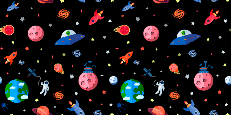 Planets and galaxy star vinyl rug - TenStickers