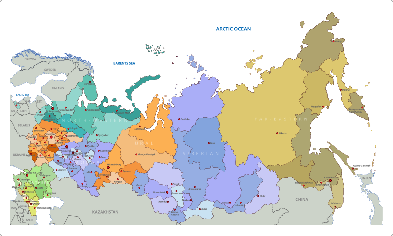 Russian Regions world map vinyl rug - TenStickers