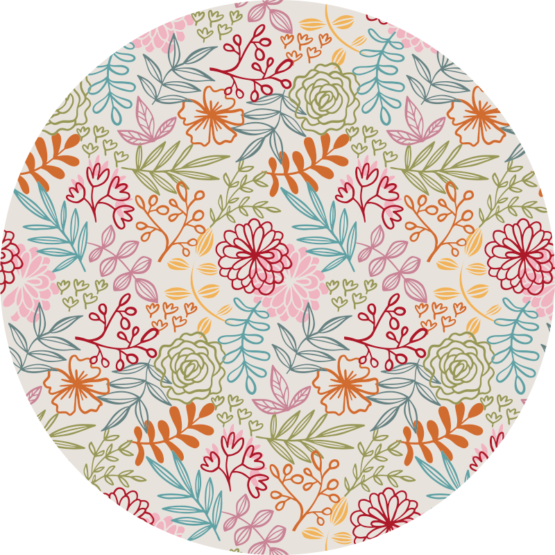 Vintage leaf and flower Pattern floral rug - TenStickers