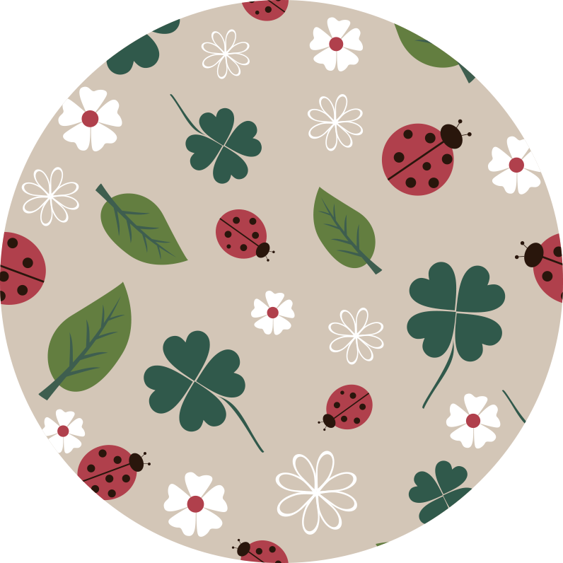 Leaves with ladybug floral vinyl rug - TenStickers