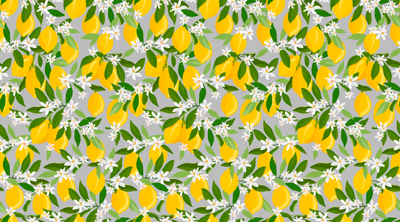 Lemon Tree floral rug citrus fruit - TenStickers
