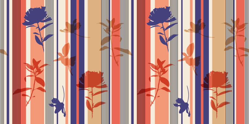 Floral vinyl rug with striped floral design - TenStickers