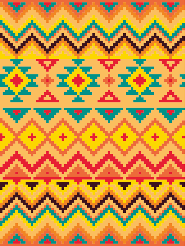 Vibrant Geometric Motif ethnic vinyl rug - TenStickers