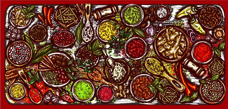 Table of Spices kitchen vinyl rug - TenStickers