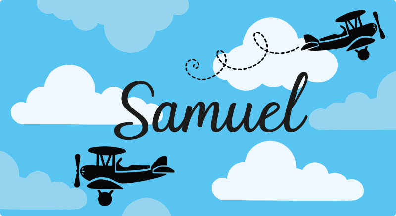 Sky planes with name kids vinyl rug - TenStickers
