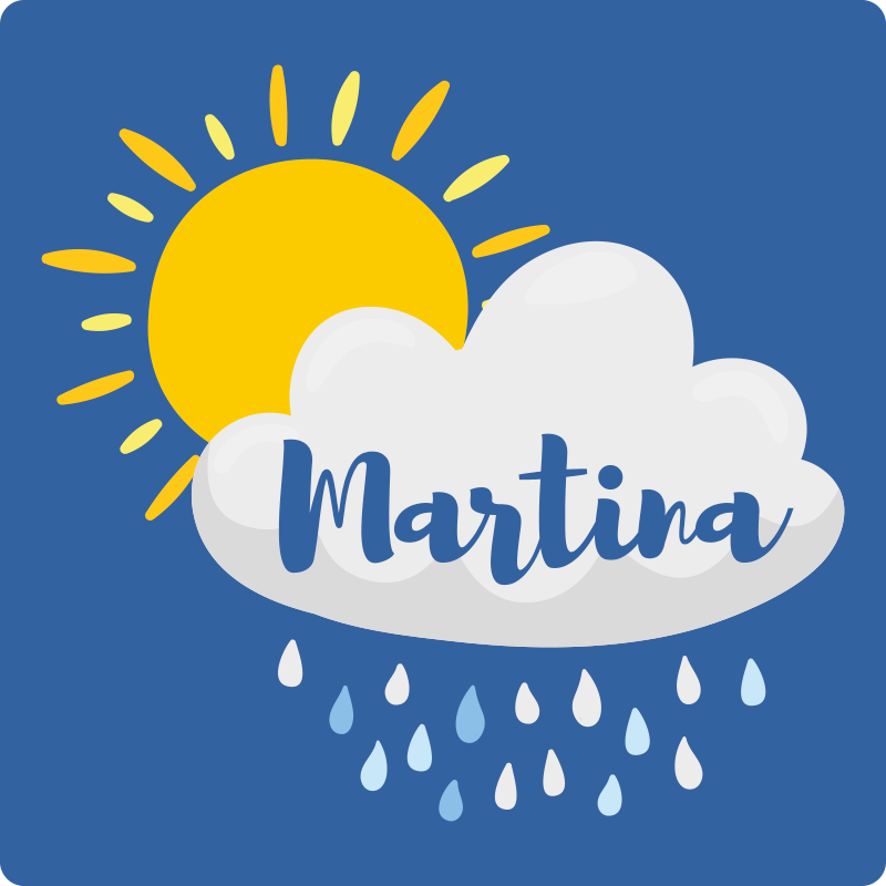 Rainy cloud with name kids vinyl rug - TenStickers