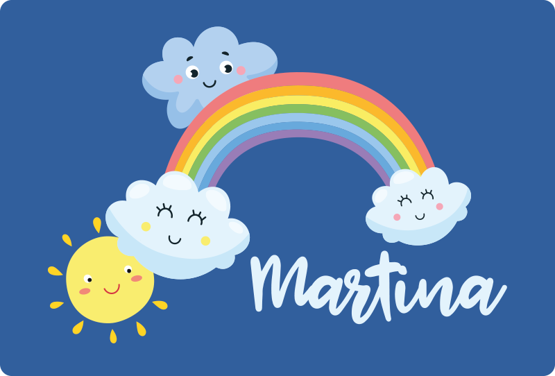 Custom clouds with rainbow kids vinyl rug - TenStickers