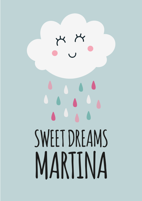 Sweet dreams cloud with name. personalised mat - TenStickers