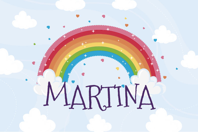 Rainbow custom name kids vinyl rug - TenStickers