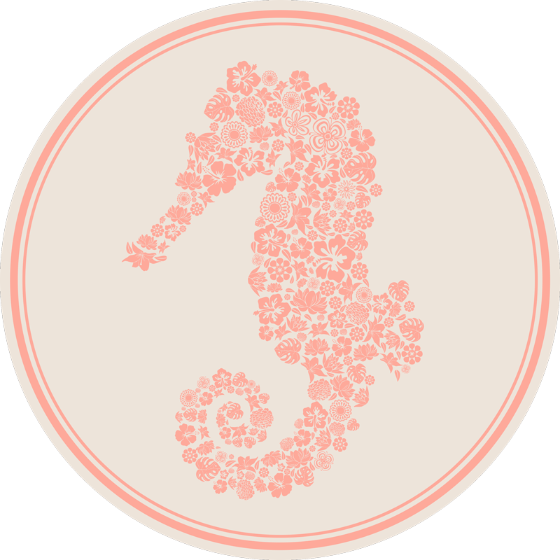 Floral vinyl rug seahorse floral pattern - TenStickers